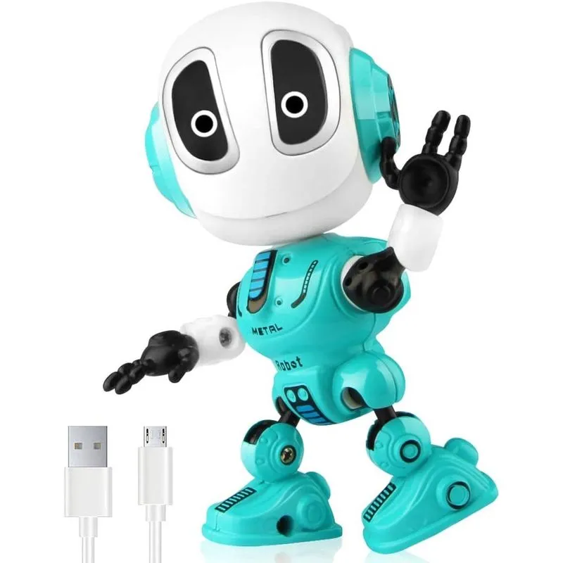Brinquedos recarregáveis de robôs falantes para crianças - Kit de robô de metal com olhos de LED sensíveis ao som e ao toque, corpo flexível, brinquedos educativos interativos para presente para menin