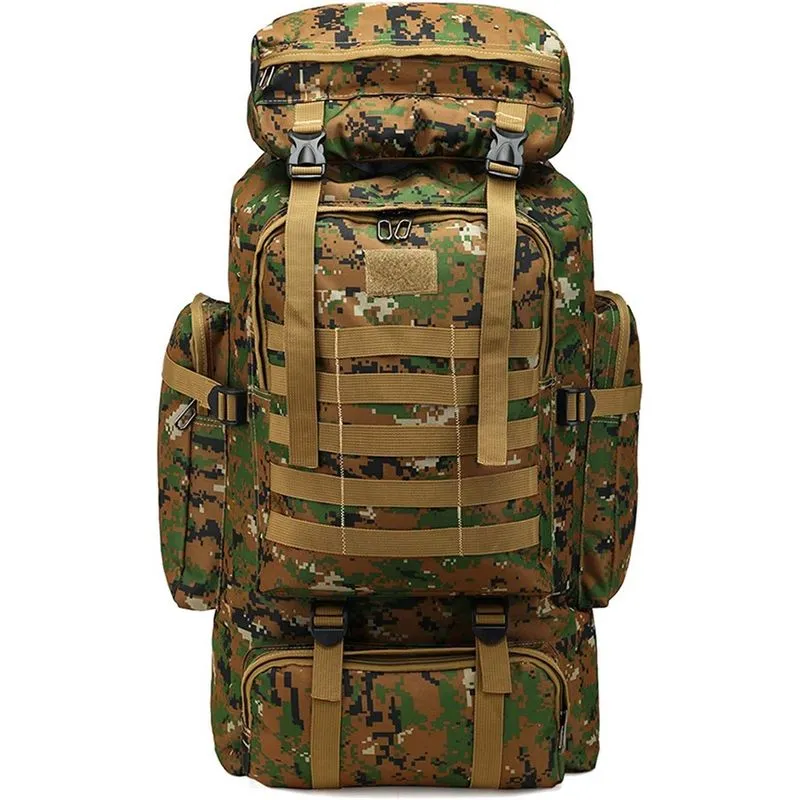 Mochila de Caminhada Militar Impermeável de 80L para Homens com Estampa de Camuflagem