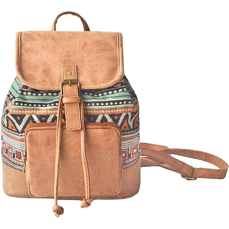 Mochila vintage bolsa bolsas pequenas para adolescentes bolsa de ombro de lona e couro listras verdes