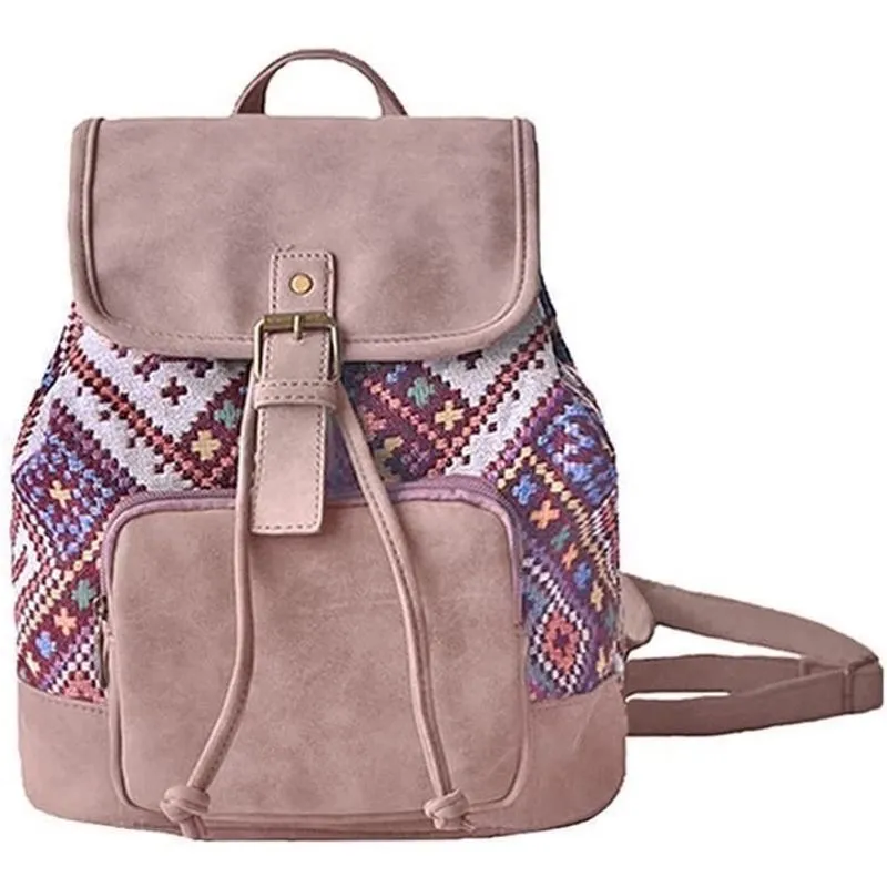 Mochila vintage bolsa bolsas pequenas para adolescentes bolsa de ombro menina lona e couro listras roxas