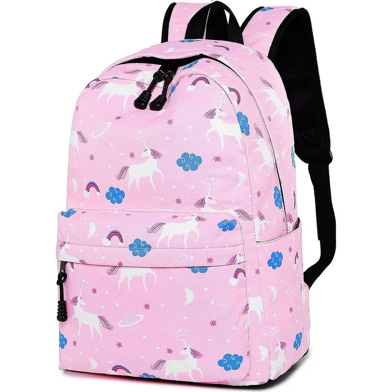 Mochila escolar unicórnio, mochila escolar impermeável, macia e leve, mochila para laptop, bolsa casual para mulheres, meninas, viagens ao ar livre, rosa