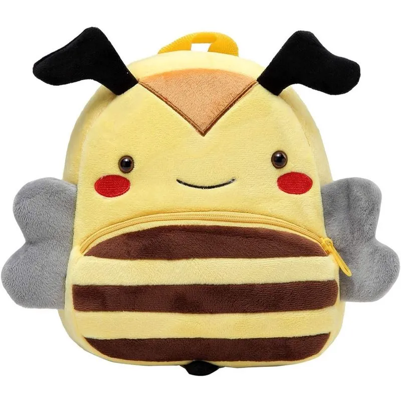 Mochila infantil para meninos e meninas, pequeno animal fofo 3D mini mochila infantil de jardim de infância mochila infantil de pelúcia macia para bebê (abelha amarela)
