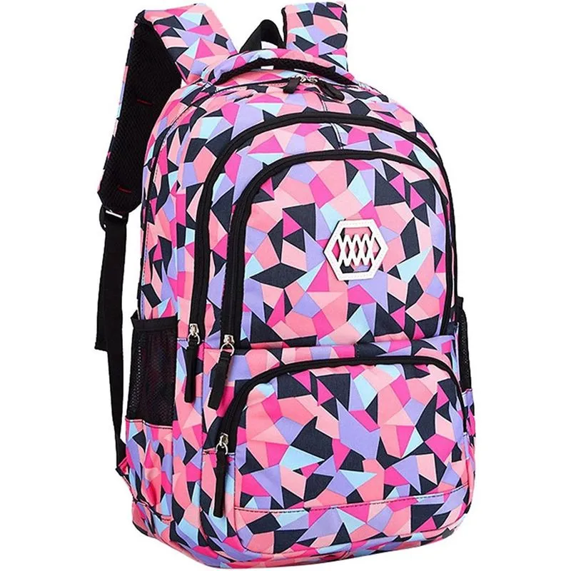 Mochila geométrica, de folha ou galáxia para meninas-meninos Bolsa de ensino médio Bolsas elementares