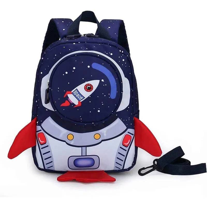 Mochila infantil para meninos e meninas bebês com rédeas de coleira, mochila infantil à prova d'água para 1-3 anos Mochila infantil em forma de foguete para berçário, pré-escola, mochila escolar
