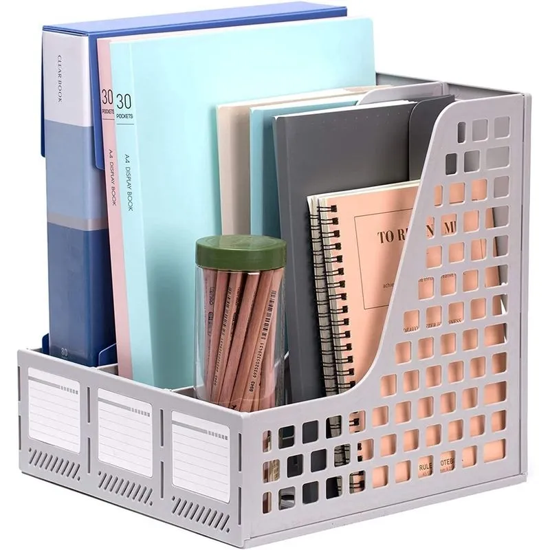 Organizador de Mesa Vertical c/ 3 compart. p/ revistas, Acessórios p/ Armazenamento em Casa