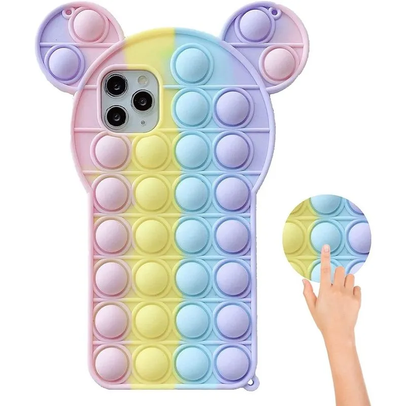 Capa Push Pop Bubbles para iPhone 11 Mickey Mouse, capa de silicone macio para celular Bubble Fidget Sensory Toy Funny Pop Fidget Toy Capa protetora de telefone para iPhone