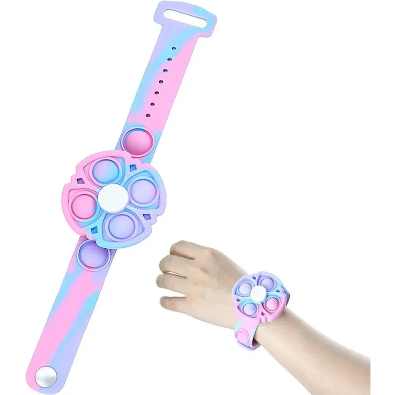 Pop it Watch Spinner Band Fidget Toy para meninos e meninas Bubble Popping Autismo Sensorial Stress Relief Toys Silicone Adjustable Pop Its Fidget Bracelet Toys