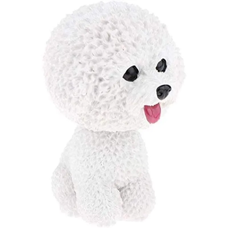 Simulação Shaking Head Dog Bobble-Head Dog Toy para ornamento do painel do interior do carro - Bichon Frise