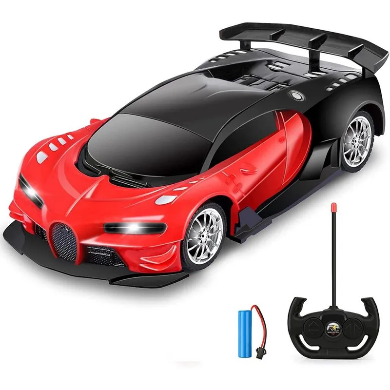Carro de controle remoto para crianças - Corrida de brinquedos remotos elétricos de escala 1/16, com luzes led, veículo de brinquedo de passatempo recarregável de alta velocidade, presentes de carro r