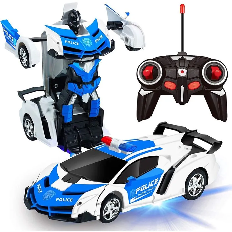 Controle remoto Transform Car Robot Toy com luzes Deformação rc Car 2.4Ghz 1:18 Recarregável 360° Rotating Stunt Race Car Toys para crianças Meninos Meninas Idade 8 9 10 11 anos Presentes de Natal de
