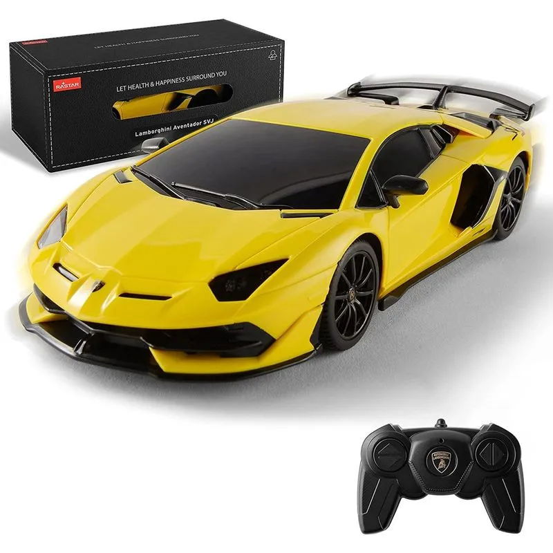 Série rc licenciada, carro de controle remoto em escala 1:24 Lambo Aven svj Electric Sport Racing Hobby Toy Car modelo veículo para meninos e meninas adolescentes e adultos presente (amarelo)