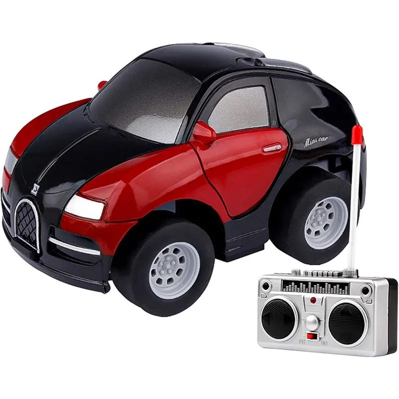 Carro de controle remoto de carros esportivos rc, carro elétrico de alta velocidade de escala 1:43, brinquedo de passatempo de corrida esportiva para meninos e meninas (preto vermelho, 5,53,35 polegad
