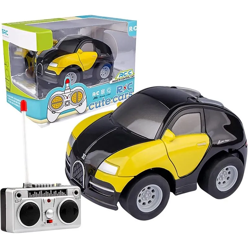 Carro de controle remoto de carros esportivos rc, carro elétrico de alta velocidade de escala 1:43, brinquedo de passatempo de corrida esportiva para meninos e meninas (preto amarelo, 5,53,35 polegada