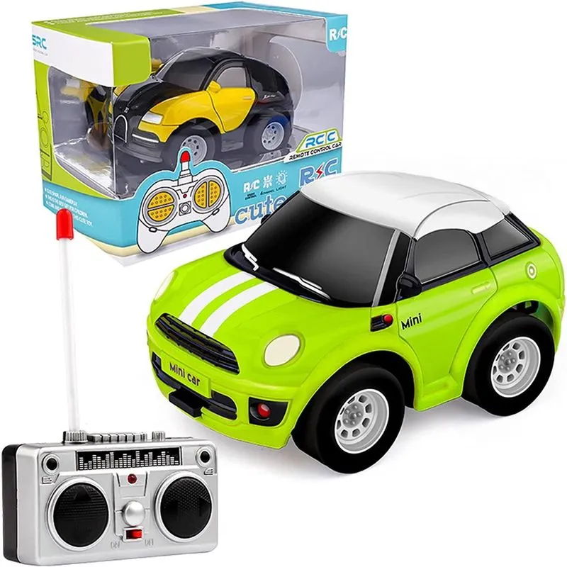 Carro de controle remoto de carros esportivos rc, carro elétrico de alta velocidade de escala 1:43, brinquedo de passatempo de corrida esportiva para meninos e meninas (verde, 5,53,35 polegadas)