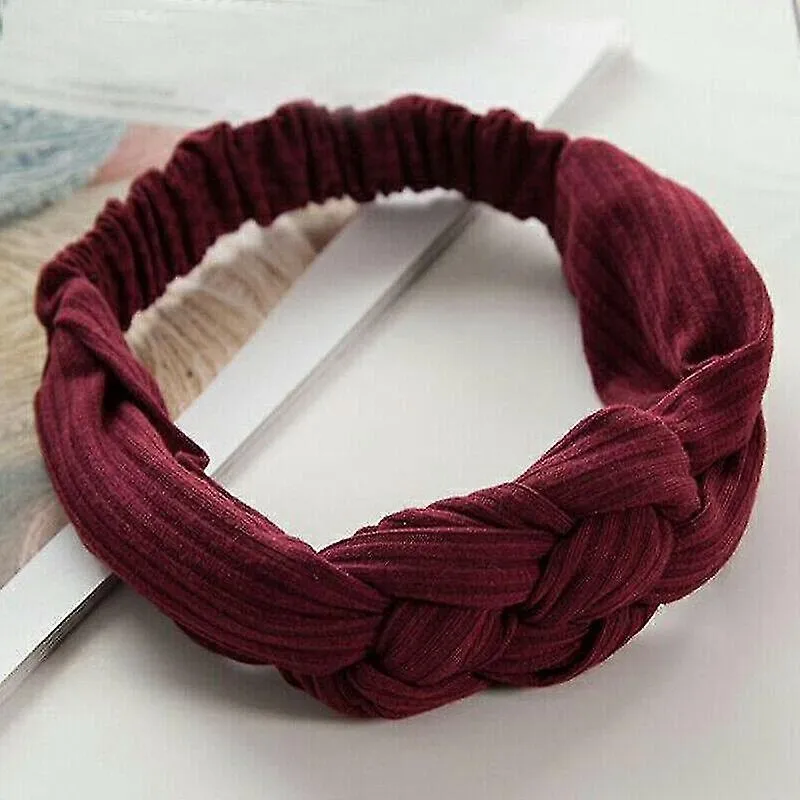 Grampos de modelador de cabelo pinos vinho tinto nó de torção cabeça envoltório boho faixa de cabelo atada faixa de cabelo elástica feminina