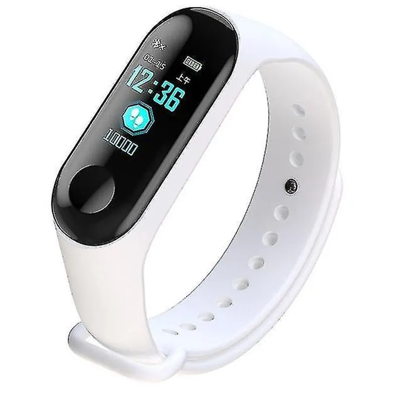 Monitores de atividade m3 fitness smart sport relógio de pulso unissex branco