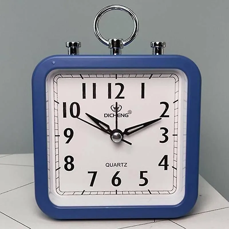 Despertadores azul quadrado cama pequena mini despertador crianças estudante desktop cabeceira decoração de casa