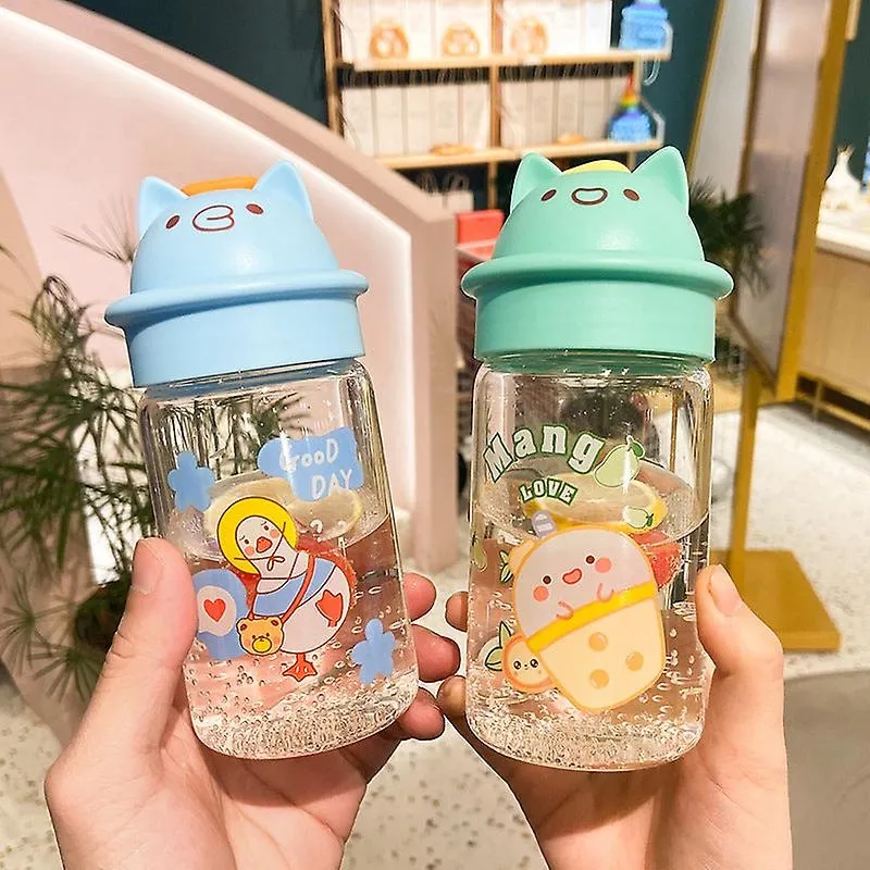 Garrafa de água infantil fofa para criança cartoon criativo vidro borosilicato selado esportes ao ar livre portátil
