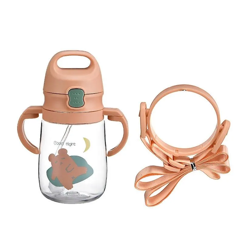 Garrafa de água infantil fofa para alça de alça infantil aprenda a beber pressione bocal de sucção de tampa aberta
