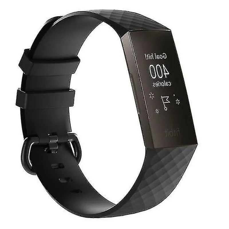Acessórios de console de jogos em casa pulseira de relógio de silicone com padrão de diamante para fitbit charge 3 preto