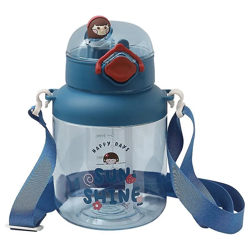 Garrafa de água infantil fofa para criança bebida dupla tendência dos desenhos animados barriga grande plástico portátil ao ar livre