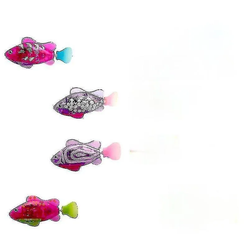 Brinquedos para gatos seta-4pcs natação eletrônica peixe ativado bateria brinquedo alimentado por peixe para cão gato com luz led
