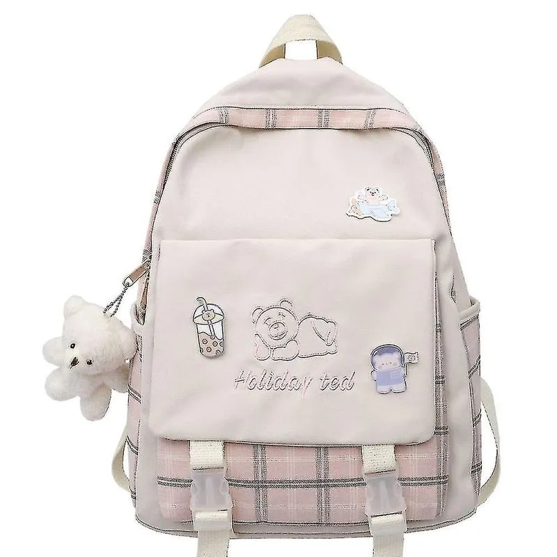Mochilas sen mochila xadrez feminina bordada estudante do ensino fundamental e médio bolsa escolar rosa