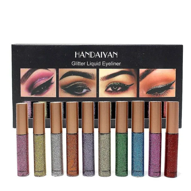 Kit De Delineador De 10 Cores Com Glitter