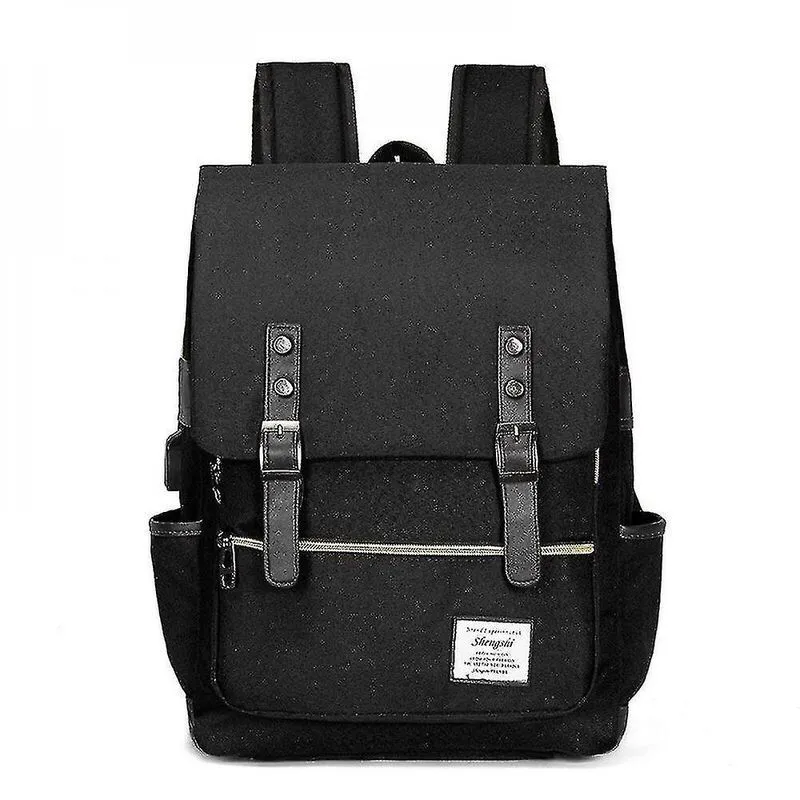 Mochilas mochila fina para laptop com porta de carregamento usb preta