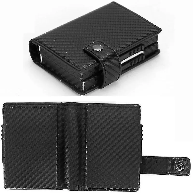 Estojos para cartões de visita carteira de metal masculina com zíper rfid slot para vários cartões carteira de cartão automática cor-2
