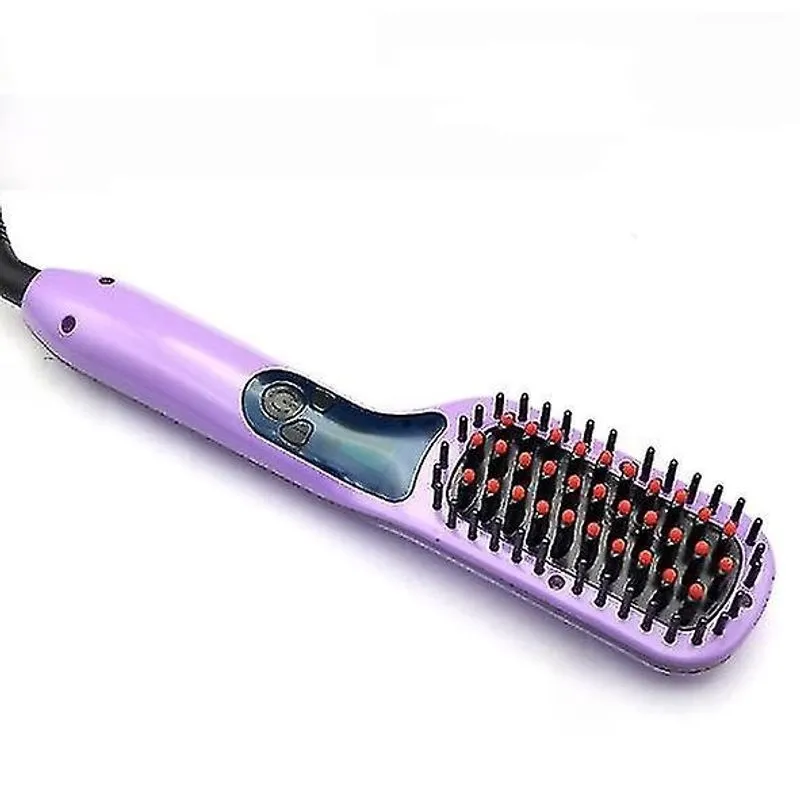 Alisadores de cabelo alisador de cabelo de cerâmica escova de pente lcd alisador de cabelo elétrico alisador de cabelo roxo
