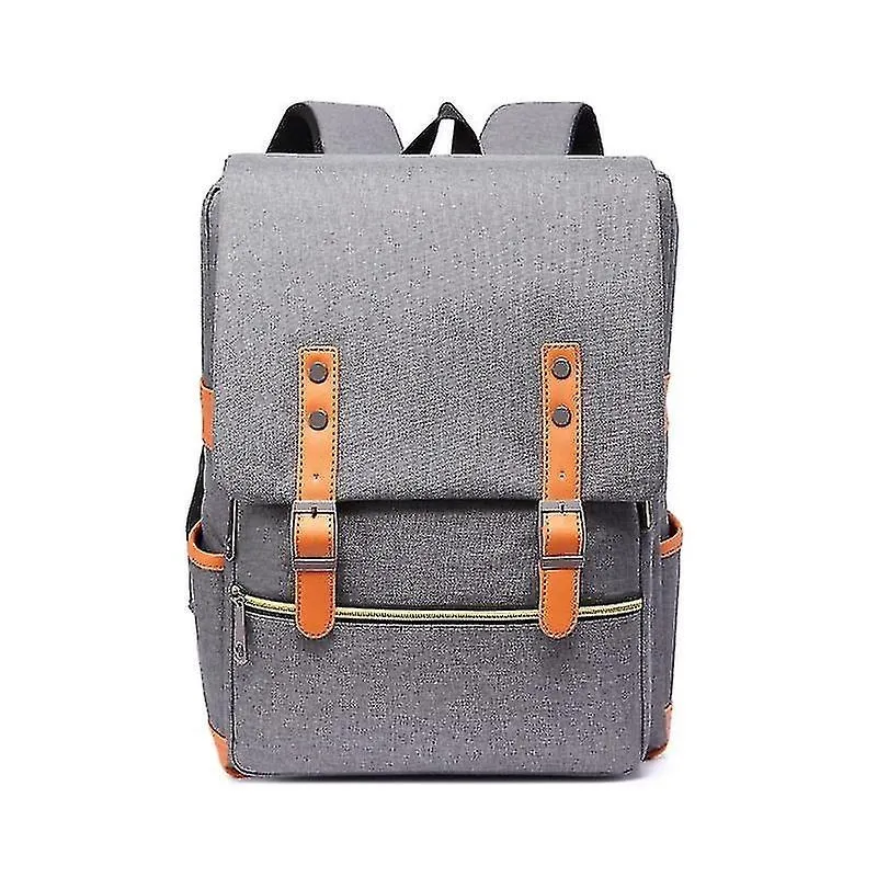 Mochila mochila com detalhes em couro sintético e cor dourada-cinza