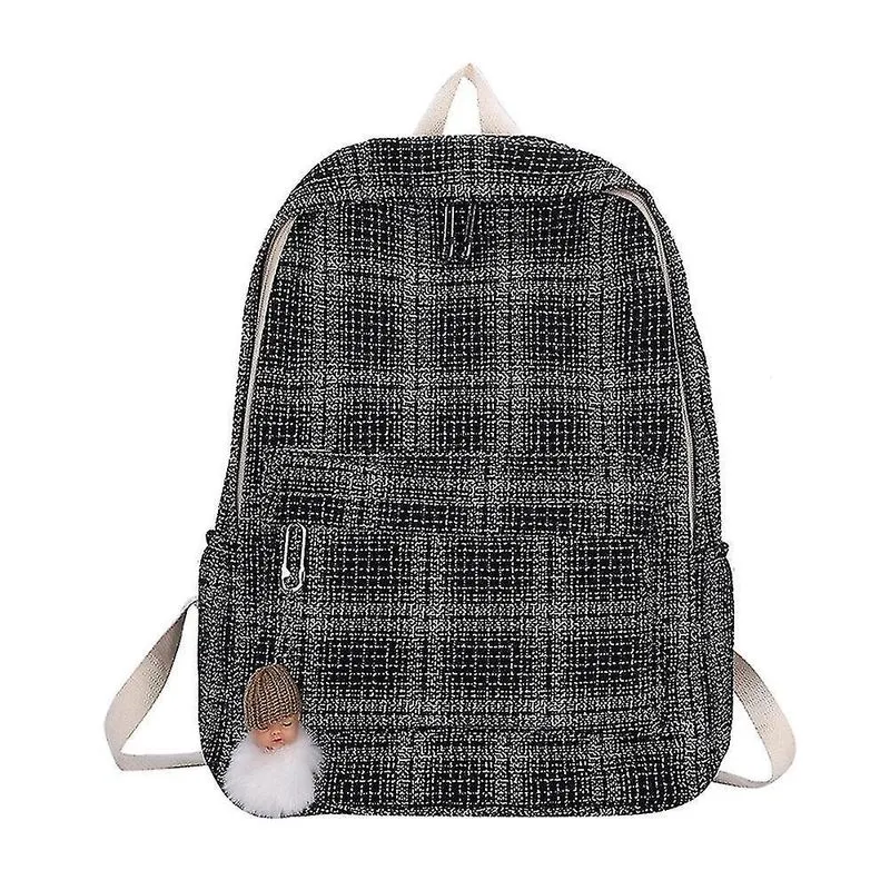 Mochilas mochila feminina bolsa xadrez com zíper para menina algodão viagem grande capacidade feminina mochila casual
