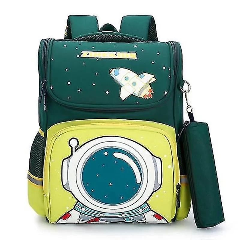 Mochilas mochila escolar infantil para meninos mochila de desenho animado mochilas ortopédicas para meninas crianças verde