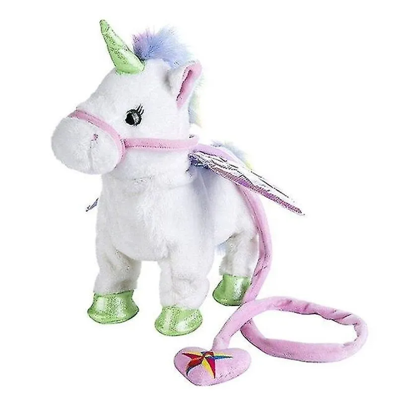 Conjuntos de presente de bebê mágico andando unicórnio pelúcia bicho de pelúcia música eletrônica brinquedo de jogador recém-nascido