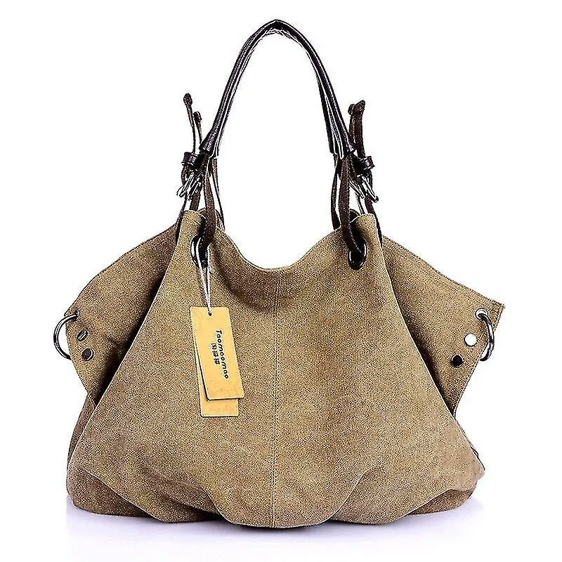 Bolsa Transversal de Lona Feminina Casual Designer Café - Grande Capacidade Tote
