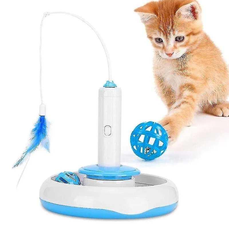 Brinquedos para gatos 2 em 1 brinquedo para gato elétrico torre de gato trilhas giratórias automáticas brinquedos de gatinho pena de bola