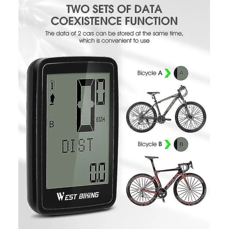 Computadores de bicicleta 1 conjunto pvc west biking 5 idiomas 21 funções à prova d' água sem fio bicicleta bicicleta computador cronômetro lcd