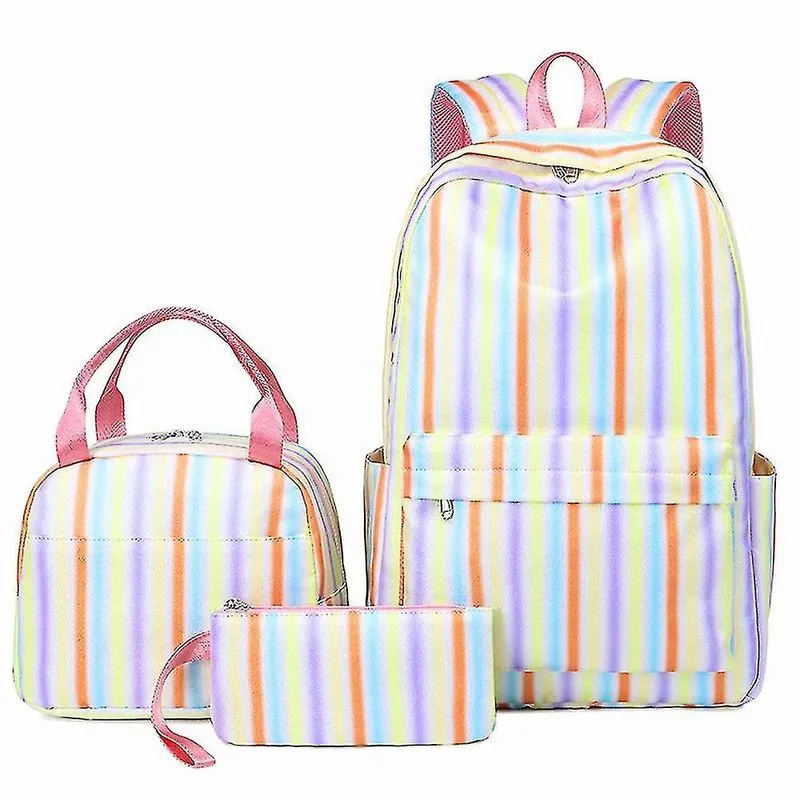 Mochilas mochila de três peças mochila escolar feminina mochila impermeável de grande capacidade color-5