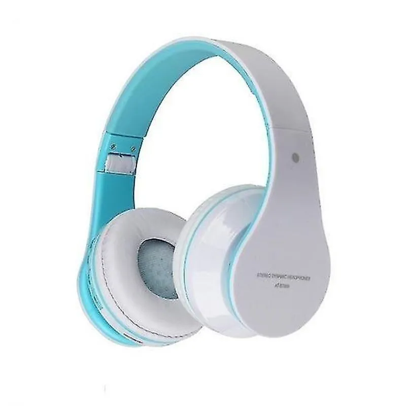 Fones de ouvido fones de ouvido at-bt809 fone de ouvido bluetooth sem fio dobrável com microfone fm tf sblue color