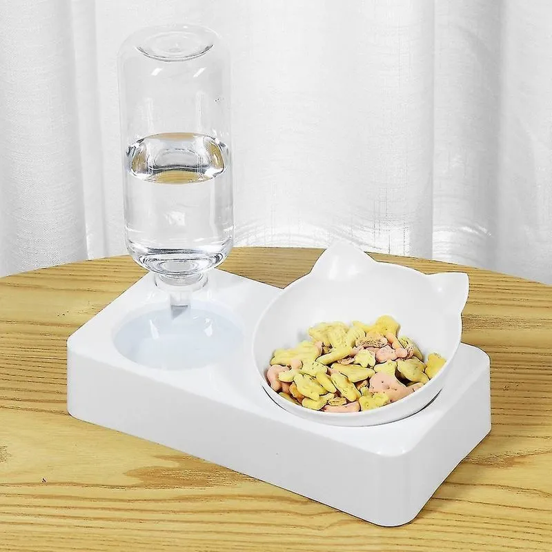 Distribuidores de alimentos para animais de estimação recarga automática tigela dupla para gatos 15° inclinável dispensador de tigela de comida e bebida alimentador de gato pescoço s