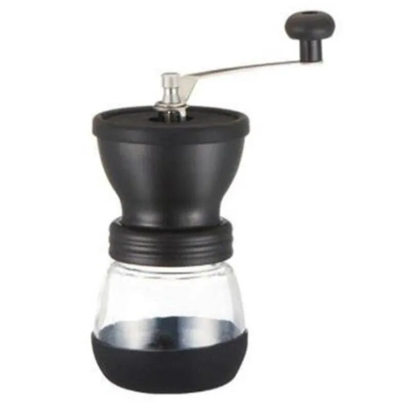 Moedores de café moedor de grãos de café com rebarba manual com frasco de armazenamento de vidro fortificado moedores de café manuais abux duráveis