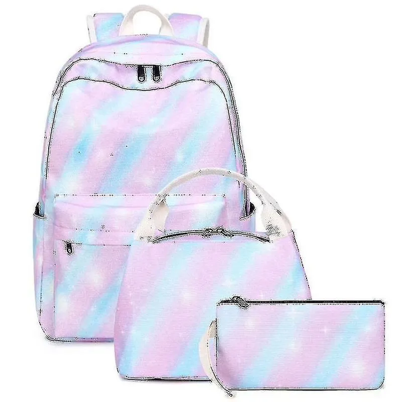 Mochilas mochila ao ar livre para mulheres meninas estudante bolsa escolar bolsa caneta listrada rosa