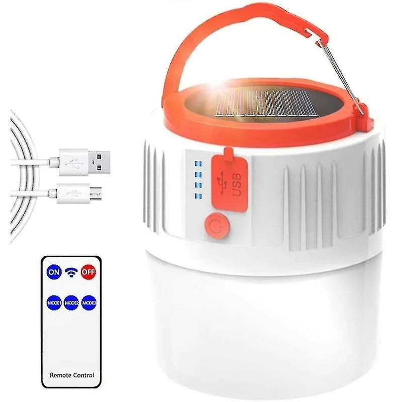 Luzes de acampamento lanternas recarregável led camping lanterna solar/usb portátil lâmpada controle remoto à prova d' água ip45 2200 mah