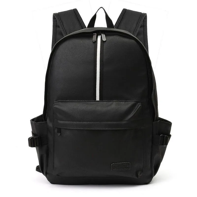 Mochilas de couro pu homens mulheres laptop mochila de viagem mochila escola de acampamento mochila de ombro preta