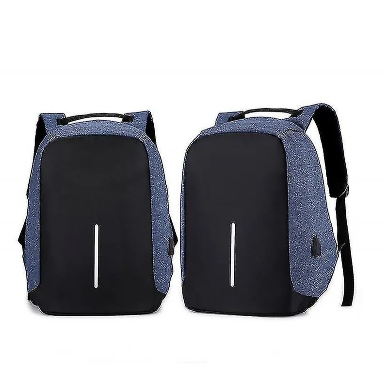 Mochilas mochila multifuncional resistente à água usb notebook azul marinho