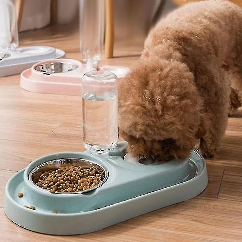 Gaiola de pássaro banhos de pássaros aço inoxidável para cães e gatos tigela dupla bebedouro automático não boca molhada tigela de comida para animais de estimação azul
