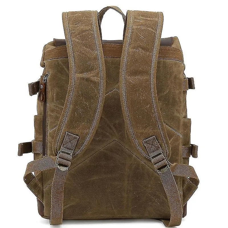 Mochilas bolsa de viagem retrô lona impermeável com primeira camada de couro mochila de viagem para computador preta