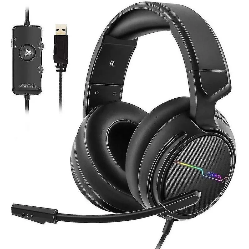 Fones de ouvido fones de ouvido xiberia usb pro gaming headset para pc 7.1 som surround kopfh? rer mit mikrofon com cancelamento de ruído