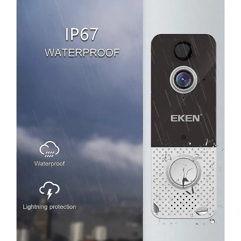 Sinos de porta sinos wi-fi câmera de campainha de vídeo inteligente à prova de intempéries 1080p interfone visual preto